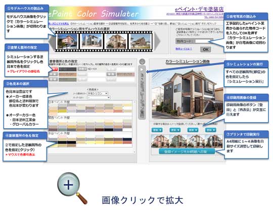 eペイント・ＰＣ版カカラーシミュレーションの画面イメージ